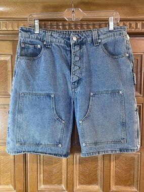 SUMWON Carpenter Jeans Womens M Light Wash Utility Y2K Wide Leg Denim Pants